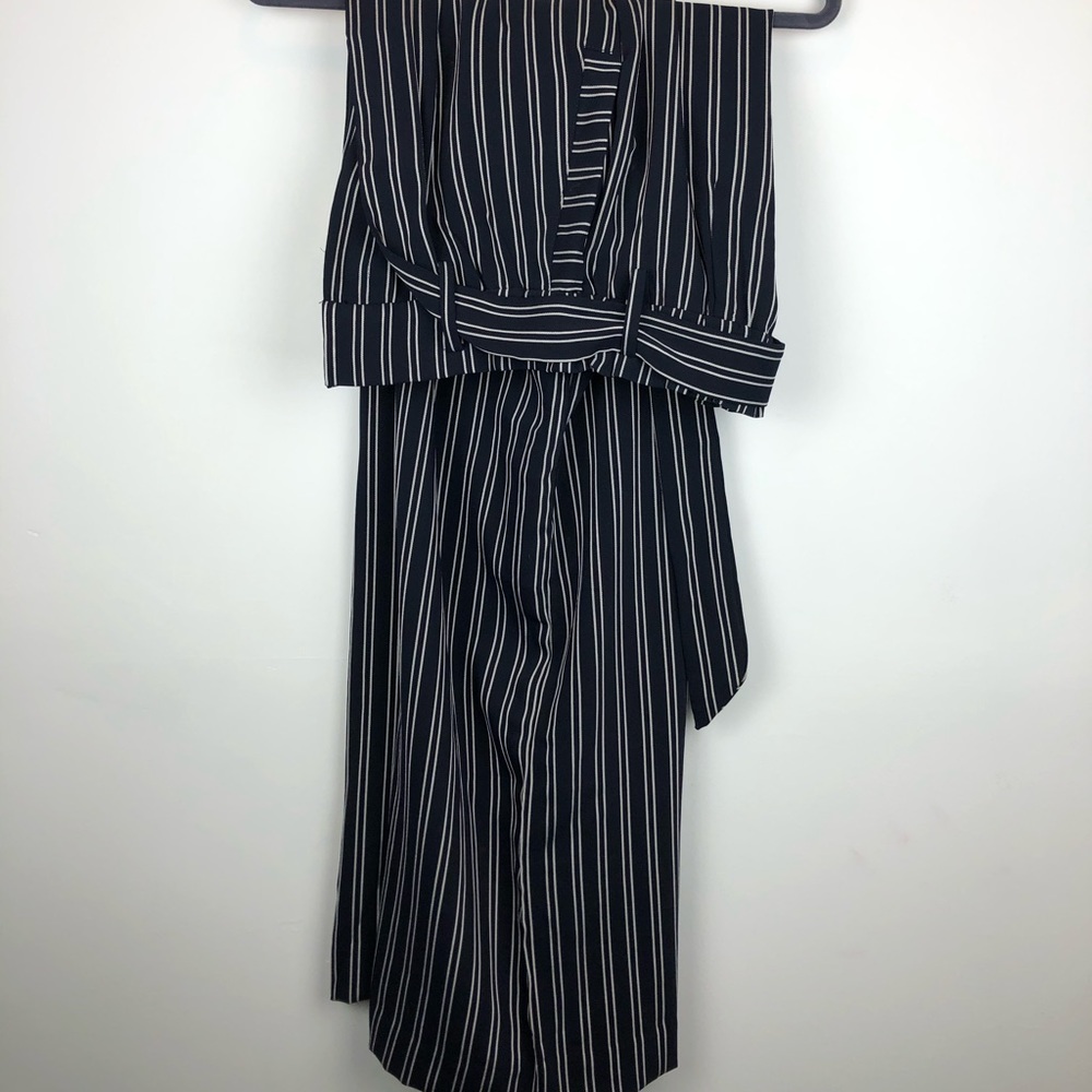 H&M Europe Pinstriped Tie-Waist Straight Leg Pants